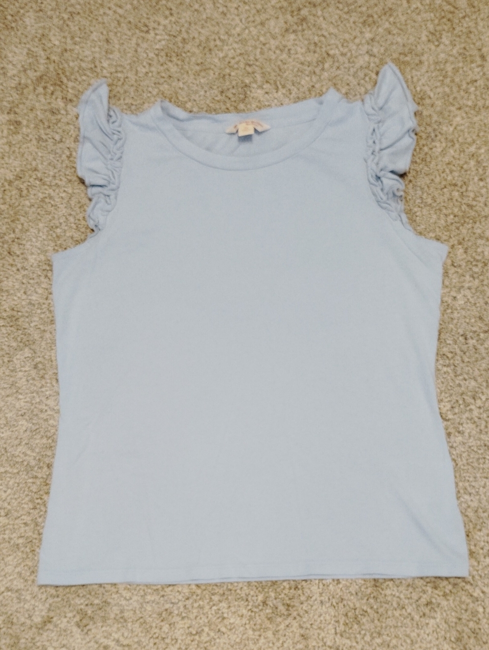 Brooks Brothers Light Blue Ruffle-Shoulder Tank
